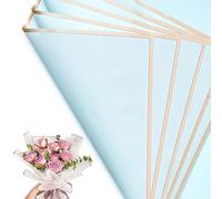 30 Sheets Misty Blue Gold Edge Flower Bouquet Wrapping Paper，Florist Supplies Waterproof Floral Bouquet Wrapping Paper Bouquet Accessorie，Flower Shop Packaging Pape for DIY Gift Wedding Birthday