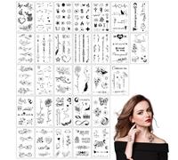 30 sheets Temporary Tattoos for Men,Sheets Tiny Small Temporary Tattoos For Kids Boys Girls,Fake Body Arm Chest Shoulder Black Tiny Tattoos for Men or Women,Flower Butterfly and Mixed Style Body Art