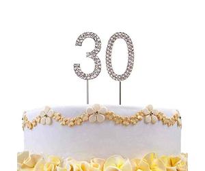 30 Silver Diamond Sparkley Cake Topper Age Year For Mans Womens Birthday Anniversary Party Decorations