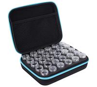 30 Slots Diamond Painting Storage Boxes, Nylon Sewing Storage Jar Jewelry Drill Storage Boxes Rhinestone Bead Container Containers for DIY Art Craft (Blue)