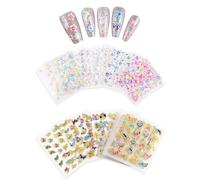30 Small Flower Stickers And 30 Butterfly Stickers, Colorful 3D Nail Stickers, Glitter Nail Decoration, Waterproof Nail Stickers.