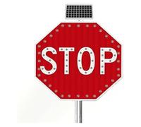 30" Solar LED Stop Sign - IP65, Reflective, Aluminum Frame(30")