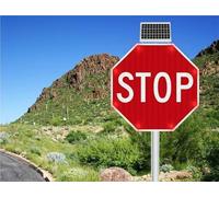 30" Solar Powered LED Blinking Stop Sign Reflective Octagon Traffic Warning Sign for Roads Highways Parking Lots(Constant lighting)