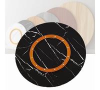 30" Solid Wood Lazy Susan Turntable - Heavy Duty Rotating Serving Tray for Dining Table & Kitchen - Large Round Plate with Black Stripes, 80cm (30in) - Ideal for Home Entertaining