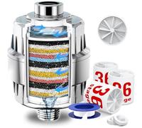 30-Stage Shower Head Filter-Shower Filter with Vitamin C E for Hard Water, with 3 Replaceable Filter Cartridges, High Output Shower Water Filter for Removing Chlorine and fluoride, Polished Chrome