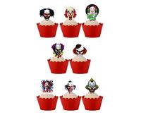 30 Stand Up Halloween Scary Evil Clown Faces Themed Edible Wafer Paper Cake Toppers Decorations