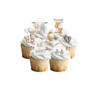 30 Stand Up Neutral Gender Reveal Themed Edible Wafer Paper Cake Toppers Decorations