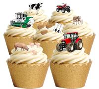 30 Stand Up Premium Edible Wafer Paper Farm Farmyard Tractors, Diggers, Animals & Equipment Cake Toppers Decorations