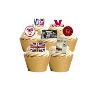 30 Stand Up VJ Day 80 Years Victory Over Japan Themed Edible Wafer Paper Cake Toppers Decorations