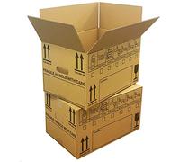 30 Strong Large Cardboard Storage Packing Moving House Boxes with Room List & Carry Handles 47cm x 32cm x 26cm