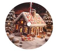 30" Thicken Christmas Tree Skirt, Christmas Gingerbread Like Village House Print Xmas Tree Mat for Holiday Party Ornaments Indoor Outdoor Decorations