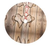30" Thicken Christmas Tree Skirt, wood heart Print Xmas Tree Mat for Holiday Party Ornaments Indoor Outdoor Decorations