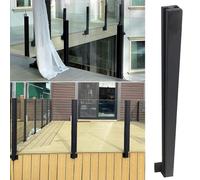 30" to 55" Black Stainless Steel Glass Balustrade Post Side Mount Deck Railing System Complete with Shallow Grey Finish 105cm Height for Modern Outdoor Spaces