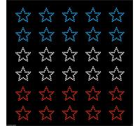 30 UK Colour Stars Iron On Rhinestone Transfer Crystal Hotflix t-Shirt Applique