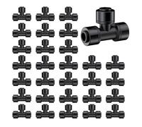 30 Unit T Joints Coupling Suitable for 1/4 Inch Irrigation Tubing & Sprinklers Water Flows Control in Plant Care Plant Watering Structure Fittings