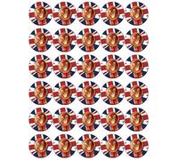 30 VE Day 80th Anniversary Victory In Europe PRE CUT Cupcake Toppers Premium Edible Wafer Paper Fairy Cake Toppers Birthday Celebration Cakes Decorations Party Round NO CUTTING REQUIRED!
