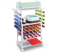30 Vinyl Roll Holders for Cricut Cart, Organization and Storage Compatible with Cricut Maker Machine, Crafting Table Organization Workstation for Craft Room, Rolling Craft Cart for Small Spaces, White