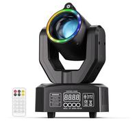 30 W Mini LED Moving Head Headlight RGBW Beam, Green Light + Starry Sky Effect d-mx512 Sound Active Master Slave with Remote Control for DJ Weddings Parties Clubs Stages