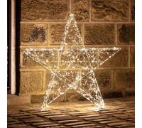 LED Wire Star Light - 30 Warm White LED Battery Operated Xmas Decorative Star, Indoor Festive Window Light, Christmas Decoration for Home, Wall, Fireplace & Holiday Display - Battery Powered