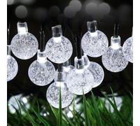 The Magic Toy Shop LED Solar Powered String Lights Crystal Ball/Raindrop Outdoor Tree Decoration String Lights (Crystal Balls White - 30 LED)