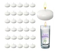 30 White Floating Candles | Smokeless Unscented Small Tea Lights for Water & Wedding, Christmas & Decoration