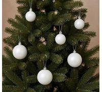 30 winter white christmas baubles - round bauble decorations - christmas tree hanging ornament - 4cm 40mm 5cm 50mm 6cm 60mm baubles - satin finish - tree wreath garland decorations.