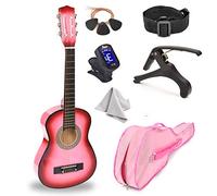 30" Wood Guitar with Case and Accessories for Kids/Girls/Boys/Beginners (Pink Gradient)