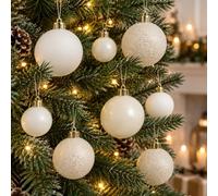 30 wool white baubles - round bauble decorations - christmas tree hanging ornament - 4cm 40mm 5cm 50mm 6cm 60mm baubles - matt, glitter & gloss finish - tree wreath garland decorations
