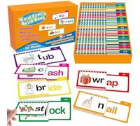 30 Word Family Build Book, Read and Rhyme Flip Books, Word Families Flash Cards, Phonics Flip Book - Interactive Reading Games, Learn to Read Phonics for Kids Aged 4-8 (Colourful, 1Pc)