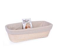 (30 x 14 cm) Rectangle Proofing Basket Set by Bread Story Oval Banneton Brotform Handmade Unbleached Natural Cane Bread Baking Kit with Cloth Liner Plus Bread Baking eBook Course