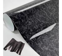 30 x 150 cm Forged Carbon Fibre Vinyl Wrap - High Gloss DIY Car Black Vinyl Film Wrap for Car Bike Motobike, Self Adhesive Smooth Bubble-free, Car Accessories Gift for Men Women, Forged Black