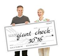 30" x 16" Giant Blank Check Oversized Checks - Big Check Large Check,Fake Check for Presentations, Dry Erase Check for Awards, Charity & Donation Events