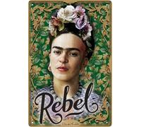 30 x 20 cm Art Tin Sign Suitable for Frida Kahlo Fans and Lovers - Portrait, Mexico, Art, Painter (Rebel)