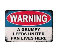 30 x 20 cm Metal Sign for Leeds United, Football Metal Poster Leeds United Gifts for Men, Grumpy Leeds United Fan Lives Here Sign Leeds United Merchandise Man Cave Sign Leeds United Gifts for Boys