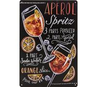 30 x 20 cm Retro Tin Sign, Bar Sign, Cocktail Recipe, Summer Feeling - Aperol Spritz - Prosecco