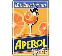 30 x 20 cm - Retro Tin Sign, Bar Sign, Cocktail Recipe, Summer Feeling - Aperol Spritz - Prosecco (It's Time for an Aperol)