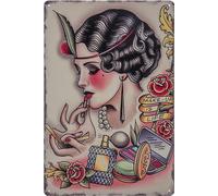 30 x 20 cm Retro Tin Sign - Barber Shop Vintage - Decorative Sign for Hairdresser, Barber, Hairstylist and Home