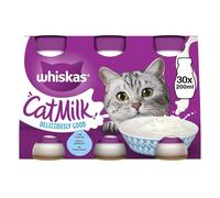 30 x 200ml Whiskas Adult Cat Milk Bottles Low Lactose Cat Treat No Preservatives