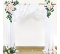 30"x 26.25Ft Wedding Arch Draping Fabric,1 Panel Cream Sheer Curtains Draping Fabric Drapery Arch Backdrop Drapes Curtains for Wedding Archway Ceremony Ceiling Arbor Decorations (White)