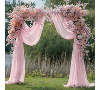 30"x 26.25Ft Wedding Arch Draping Fabric,1 Panel Cream Sheer Curtains Draping Fabric Drapery Wedding Arch Backdrop Drapes Curtains for Wedding Archway Ceremony Ceiling Arbor Decorations (Pink)