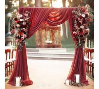 30"x 26.25Ft Wedding Arch Draping Fabric,1 Panel Cream Sheer Curtains Draping Fabric Drapery Wedding Arch Backdrop Drapes Curtains for Wedding Archway Ceremony Ceiling Arbor Decorations (Burgundy)