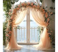 30"x 26.25Ft Wedding Arch Draping Fabric,1 Panels Cream Sheer Curtains Draping Fabric Drapery Wedding Arch Backdrop Drapes Curtains for Wedding Archway Ceremony Ceiling Arbor Decorations (Champagne)