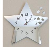 30 x 28 cm Acrylic Stars Out of Star Mirror Clock, Silver