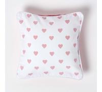Homescapes Cotton Hearts Cushion Cover in Pink | Size: 30 cm x 30 cm Homescapes Pink 30 cm x 30 cm