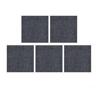 30 x 30 cm Polyester Fibre Carpet Tiles with Non-Slip Waterproof Latex Backing, 5-Pack Cut-to-Fit Floor Squares for Office, Kitchen, Living Room or Hallway, Easy to Install and Clean(Dark Grey)