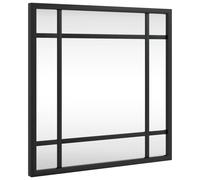 vidaXL Wall-Mounted Square Mirror in Black - Durable Iron Frame, 30x30 cm, Clear Glass Mirror for Bedroom, Bathroom, Hallway, Living Room