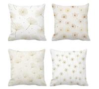 30 x 30 Cushion Cover Set of 4 Garden Cushions Dandelion Linen Outdoor Cushion Covers Simple Sofa Pillows, Decorative Pillows with Invisible Zipper, for Sofa Bedroom Chair Garden Modern Decor s-331