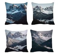 30 x 30 Cushion Cover Set of 4 Garden Cushions Snow Mountain Velvet Outdoor Cushion Covers winter Sofa Pillows, Decorative Pillows with Invisible Zipper, for Sofa Bedroom Garden Modern Decor s-446