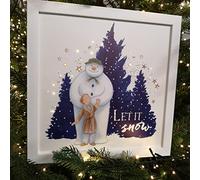 30 x 30cm Battery Operated Touch Activated Fibre Optic The Snowman™ & The Snowdog Christmas Canvas