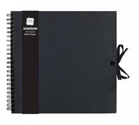 30 x 30cm Scrapbook Album, 40 Sheets 80 Pages, Spiral Bound Memory Book with Ribbon Closure, Black Page Photo Album for Wedding, Travel, Anniversary, Guest Book & Scrapbooking (Black, Pack of 1)